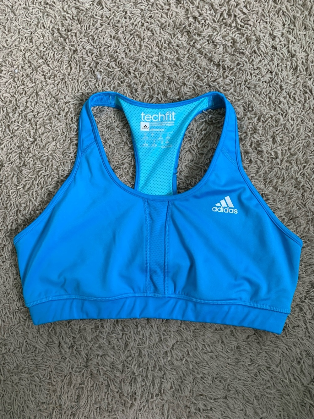 Adidas Climacool Techfit blue wireless pullover Racerback sports bra